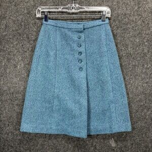 Vintage St. Michael Wool Pencil Skirt Fleck Blue England 50s 60s Mod GoGo Tweed